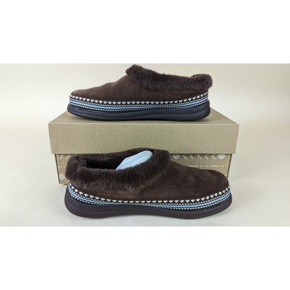 Zodiac Palermo Slippers Shoes Womens 6 M Brown Suede Faux Fur Trim Slip On NWB - Picture 1 of 14
